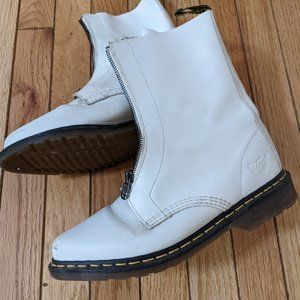 RARE Dr. Martens Zena Front Zip White Boots Size 8